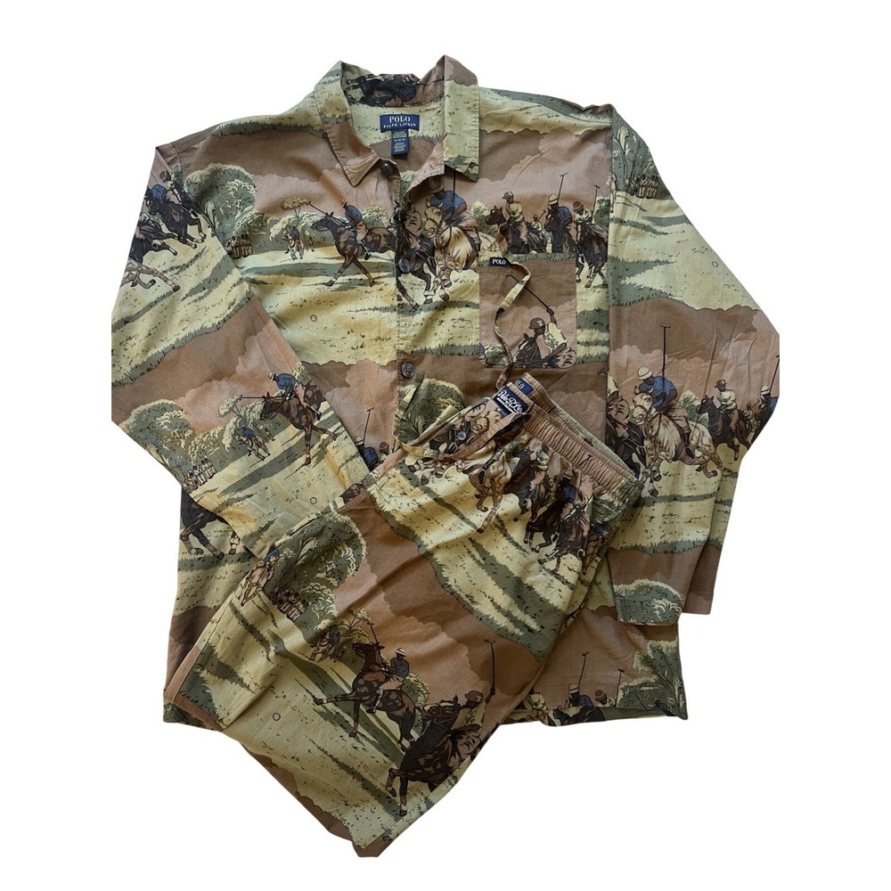 Polo Ralph Lauren Men's XL EQUESTRIAN Pajama Shirt And Pants Mens XL